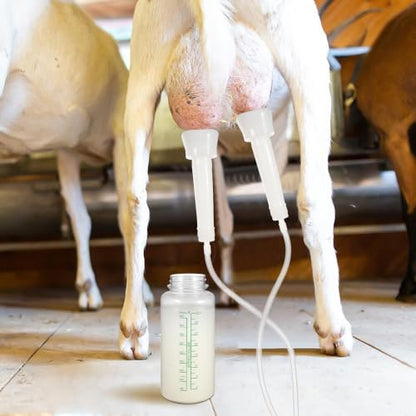 Totority Manual Milking Machine for Goats & Cows, 1L Portable Hand Vacuum Pump Milker Kit, Food-Grade Sheep Milking Bucket for Small Farm, Home, Daily Use