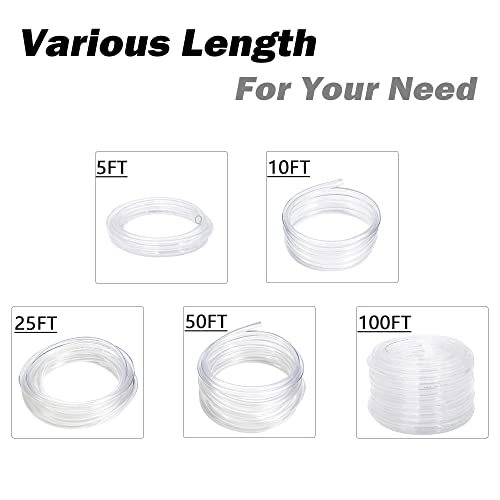 DAVCO 3/8" ID - 10 ft Clear Vinyl Tubing, Low Pressure Flexible PVC Tube, Heavy Duty UV Chemical Resistant Lightweight Plastic Vinyl Hose, BPA Free and Non Toxic, with 2 Stainless Clamps - size: 3/8"ID, style: 10 Feet