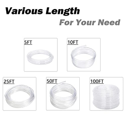 DAVCO 3/8" ID - 10 ft Clear Vinyl Tubing, Low Pressure Flexible PVC Tube, Heavy Duty UV Chemical Resistant Lightweight Plastic Vinyl Hose, BPA Free and Non Toxic, with 2 Stainless Clamps - size: 3/8"ID, style: 10 Feet