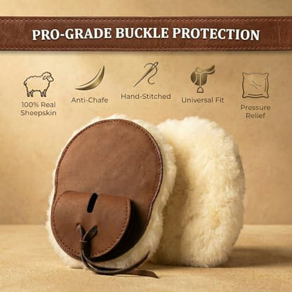 Mohair Cinch Buckle Guard for Horse Equine Strap Girth Buckle Guard Covers Leather Cinch End Protectors Cushioned Fleece Leather Horse for Western Mohair & English Girth