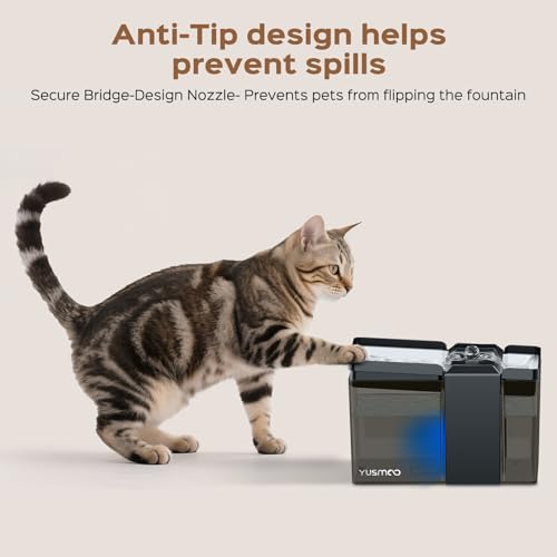 Automatic Cat Water Fountain, 2.2L/74oz Pet Fountain with 304 Stainless Steel Drinking Top, Ultra-Quiet Pump, Triple Filtration & LED Water Level Alert, BPA-Free Plastic for Cats and Small Dogs