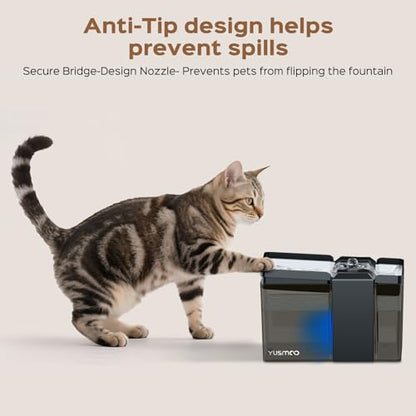 Automatic Cat Water Fountain, 2.2L/74oz Pet Fountain with 304 Stainless Steel Drinking Top, Ultra-Quiet Pump, Triple Filtration & LED Water Level Alert, BPA-Free Plastic for Cats and Small Dogs