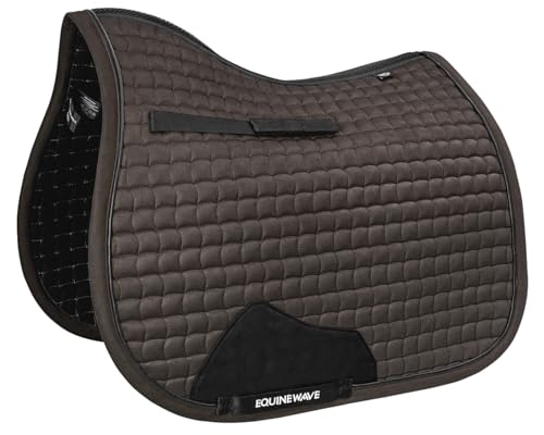 EQUINEWAVE Aria Soft Suede Jump Saddle Pad – Breathable Moisture-Wicking Lining, Shock-Absorbing Cushion, Contoured Spine, English All Purpose Saddle Pad - color: Dark chocolate