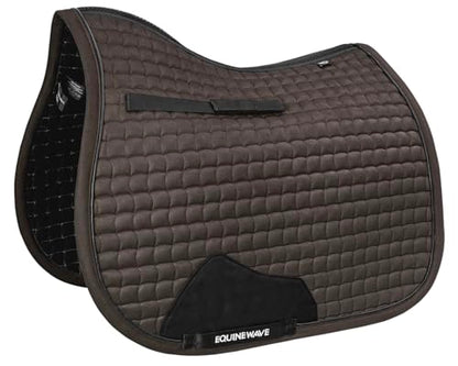EQUINEWAVE Aria Soft Suede Jump Saddle Pad – Breathable Moisture-Wicking Lining, Shock-Absorbing Cushion, Contoured Spine, English All Purpose Saddle Pad - color: Dark chocolate