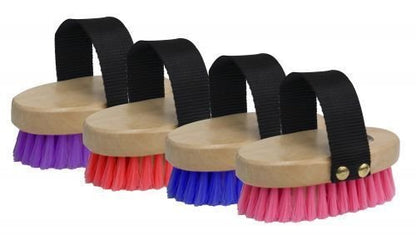 Showman small junior size body brush with pony logo in bristles Soft bristle brush (Blue)