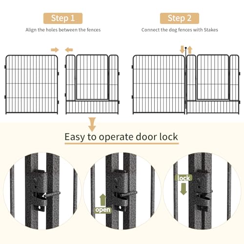 Dog Playpen,32/40/45 Inch Height in Heavy Duty, Folding Indoor Outdoor Anti-Rust Dog Exercise Fence, Portable Pet Playpen with Door for Large Medium Small Dogs and Pet (16 Panels, 32 Inch) Silver