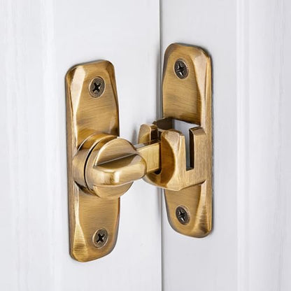Brass Barn Door Latches,90/180 Degree Gate Lock_B - color: Brass