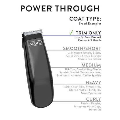 Wahl Professional Animal Super Pocket Pro Trimmer Kit, Black Chrome | Chrome Body, Ergonomic Design for Complete Control, Ideal for Face, Ears and Paw Touch-Ups, Small for Concealed Trimming