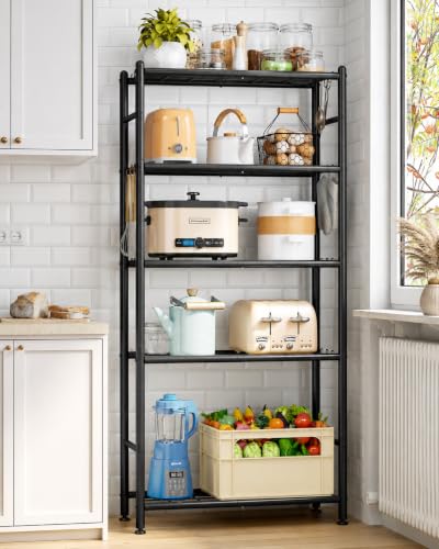 APEXCHASER Metal Storage Shelves 5-Tier, Wire Shelving Unit for Kitchen | Sturdy Metal Wire Frame with Side Hooks, Open Wire Design for Pantry Garage - size: 5-Tier
