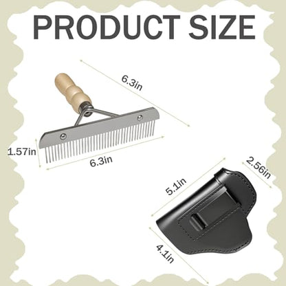 1 Set Leather Comb & Brush Holder Display Stand with Mini Fluffer - Pet Grooming Kit for Livestock Show, Cattle, Dogs, Horses