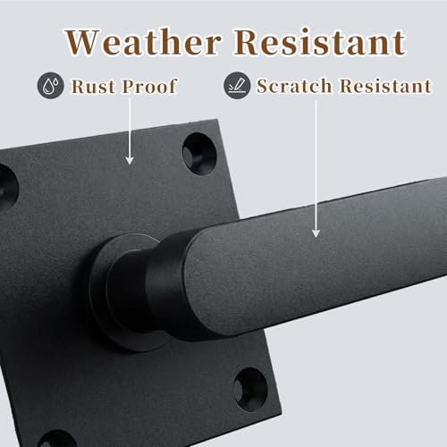 Double Sided Gate Latch Aluminum, Heavy Duty Black Fence Gate Latch with Handles, Rust Proof Surface Mount Lock for Left Right Inswing Wooden Gates, Backyard Garden Shed (Right)