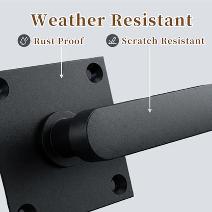 Double Sided Gate Latch Aluminum, Heavy Duty Black Fence Gate Latch with Handles, Rust Proof Surface Mount Lock for Left Right Inswing Wooden Gates, Backyard Garden Shed (Right)