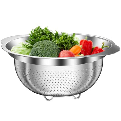 Stainless Steel Colander for Kitchen, 5 Quarts Stainless Steel Strainer, Pasta Strainer for Spaghetti Fruits Vegetables Cooking Food, Large Capacity with Handle Kitchen Food Strainer Basket - 1 Pack - size: 5QT