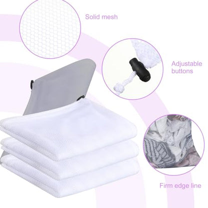 Berlune 30 Pack Large Mesh Laundry Bags - color: White, Gray