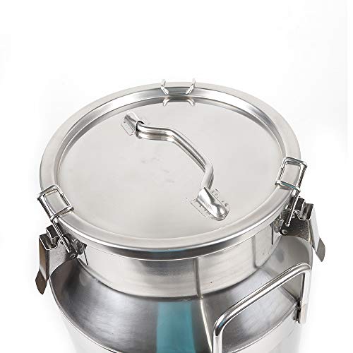 Milk Can Milk Bottle, 20/30/ 40/50/ 60L Stainless Steel Heavy Duty Milk Jug Wine Pail Bucket Square Liquid Container Storage with Embedded Silicone Sealed Lid for Home Restaurant Bar Silver (30L) - size: 30L