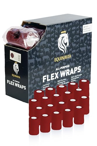 Equinavia 20 Pack Self Adhesive Bandage Wrap, 4 Inch Vet Wrap for Horses - color: Red