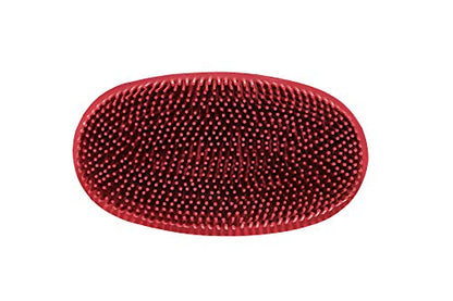 Grewal Equestrian Oval Face Grooming & Bathing Curry Brush for Horses, Dogs, Cats, & Other Pets - Very Soft Bristles (Red) - color: Red