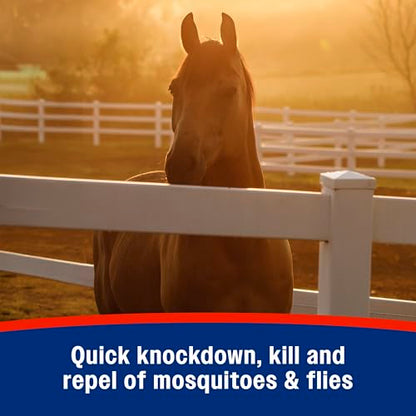 Farnam Mosquito Halt Repellent Spray for Horses, 32 oz | Bug repellent spray kills and repels; Also repels face flies, stable flies, house flies, gnats, mites, chiggers and lice - size: 32 Fl Oz (Pack of 1)