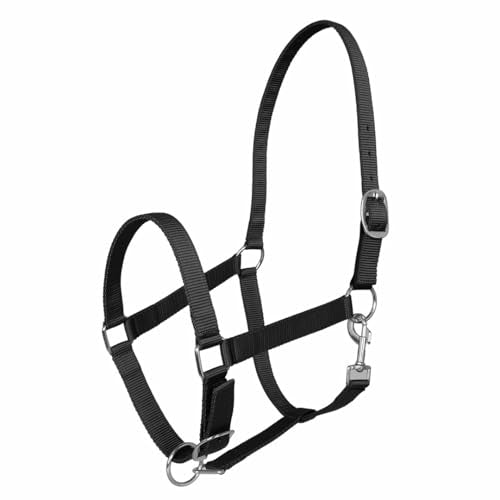 TuffRider Miller's Adjustable Nylon Halter with Snap and Breakaway Leather - color: Black, size: Cob