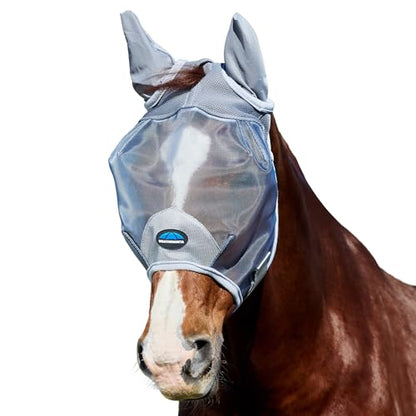 WeatherBeeta ComFiTec Durable Mesh Fly Mask with Ears, Grey, Large - color: Grey, size: L