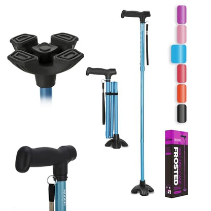 Extra Tall Stable Walking Stick,1.43 lb, 15.75" Fold,Over 5'9",Blue - color: Plus Lengthened Blue Cane(35.43-42.52in)