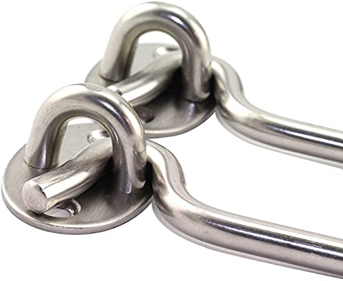 6 Inch Cabin Hook Eye Latch Wind-Proof Lock Shed Stainless Steel Gate Door Window Safety Stopper Silent Holders Catch Lock with Mounting Screws - size: 6 Inch