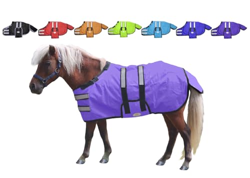 Derby Originals Mini Horse & Foal Winter Turnout Blanket – Reflective, No-Hardware Design, 600D Waterproof Outer, 150g Insulation, 170T Lining, Adjustable Fit, 1-Year Warranty - color: Purple