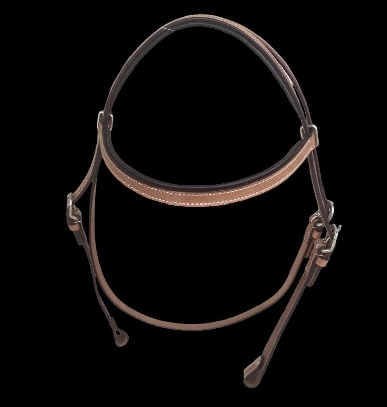 Majestic Ally Padded Leather Brow Band Headstall for Horses - color: Natural