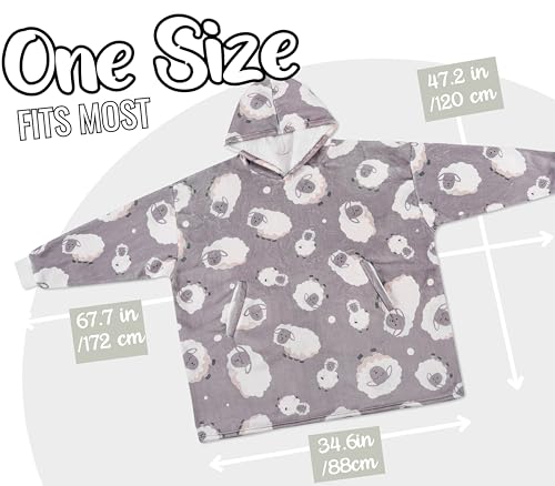 Huglanket Sheep Gifts for Women, Sheep Gifts Unique Wearable Blanket Hoodie, Oversized Flannel Hooded Blanket