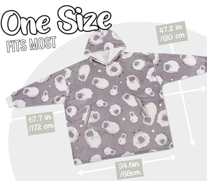 Huglanket Sheep Gifts for Women, Sheep Gifts Unique Wearable Blanket Hoodie, Oversized Flannel Hooded Blanket