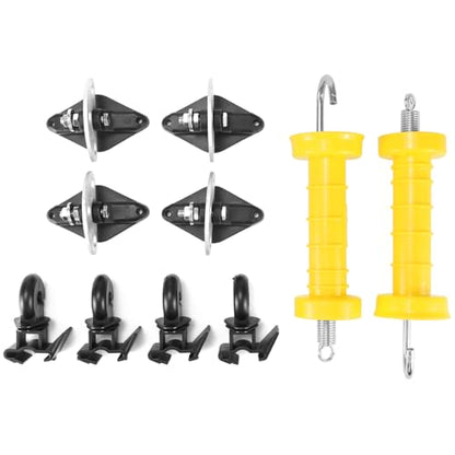 QWORK Electric Fence Gate Handle Set with Anchors, Insulators, and Screws - 2 Sets High Visibility, Easy to Use, Portable Fencing Kit