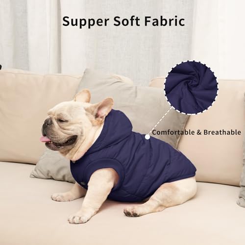 Vecomfy Warm Dog Coats with Hoodie,Winter Dog Jackets for Small Dogs - color: Blue, size: Medium