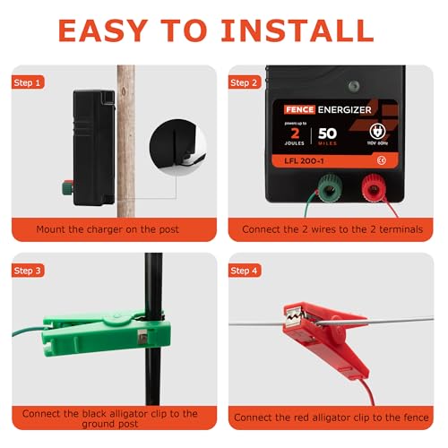 Electric Fence Charger, Electric Fence Energizer 2 Joule Plug-in Ac Powered - size: LFL200-1