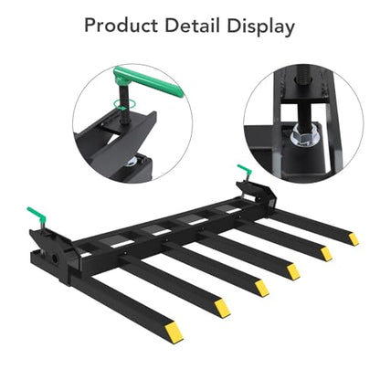 Clamp-On Debris Forks for 60" Loader Bucket – 4000 lbs Heavy Duty Pallet Fork Attachment – Sturdy Steel Construction – Fits Skid Steer/Tractor – Yellow
