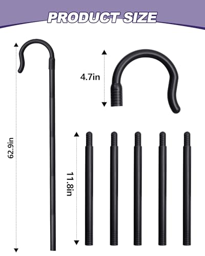 Poen Shepherds Hook Costume Staff 5ft Plastic Walking Cane - color: Black