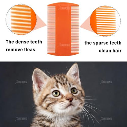 AUEAR, 12 Pack Plastic Pet Comb Flea Lice Dog Cat Double Sided Fine Tooth Hair Grooming 4 Colors - color: 4 Colors