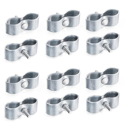 12 Pcs 1-5/8" Chain Link Fence Panel Clamps, Dog Kennel Clamps for 1-5/8" OD Pipe, Galvanized Steel, for Round Pipe Panel Frame,Bolts & Nuts include - size: 1-5/8 12Pcs