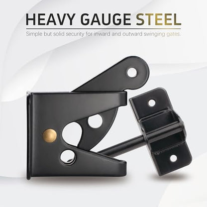 Heavy Duty Automatic Gate Latch for Wooden Fences,Self Locking Metal Gates,Outswinging Pool,Garden,Black (Small)