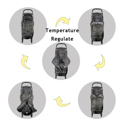 CozyMe Stroller Footmuff, Insulated Stroller Blanket Evelution, Water Repellent Winter Bunting Bag for Strollers, Central Open, Height Adjustable, M6-4T - color: Grey