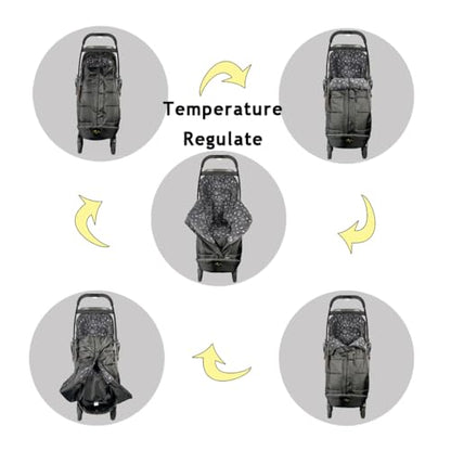 CozyMe Stroller Footmuff, Insulated Stroller Blanket Evelution, Water Repellent Winter Bunting Bag for Strollers, Central Open, Height Adjustable, M6-4T - color: Grey