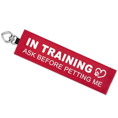 in Training Dog Leash Wrap, Double-Sided Visible Dog Sleeve with Heart Carabiner, Ripstop Warning Sign Ask Before Petting Me, Fits Standard Rope & Flat Leashes, High Visibility Red - color: Ask Before Petting Me