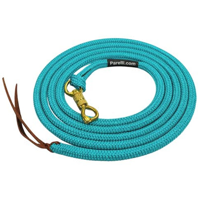 PARELLI 12 Foot Training Rope - Strong Everyday Use All-Purpose Horse Lead Rope with Loop & Latigo Popper | 9/16" Diameter Smooth Yachting Braid, Teal - color: Teal