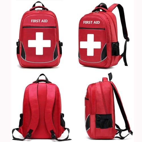 First Aid Bag Empty Red Emergency First Responder Trauma Multi-Pocket Traveling Field Trips Camping Essentials (Red, Pack of 3) - color: Red, Pack of 3