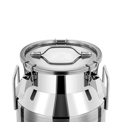 Milk Bucket 30L/8gal Stainless Steel Milk Transport Barrel with Lid, Heavy Duty Milk Jugs with Three Buckles and Two Sturdy Handles for Oil, Milk, Coffee, Wine, Tea, Honey - size: 30L