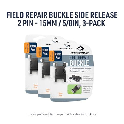 Sea to Summit Field Repair Buckle - Side Release, 2 Pin, 3-pack - style: 15mm / 5/8in