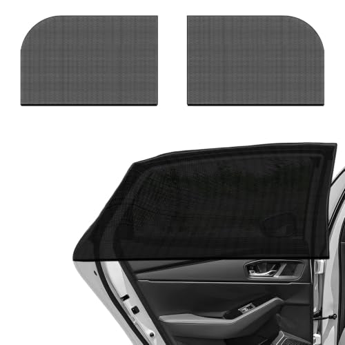 2 PCS Car Window Shades, Double-Layer Automotive Rear Side Window Sunshade Blocks UV Rays & Sun Glare, Breathable Mesh Screen Stretch Sun Protection Cover for Most Cars - color: Car Rear, 2 PCS