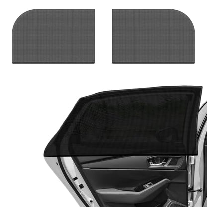 2 PCS Car Window Shades, Double-Layer Automotive Rear Side Window Sunshade Blocks UV Rays & Sun Glare, Breathable Mesh Screen Stretch Sun Protection Cover for Most Cars - color: Car Rear, 2 PCS