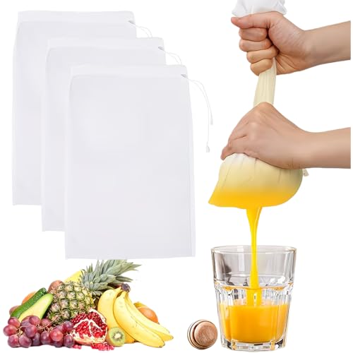 Nylon Filter Bag Reusable Nut Milk Cheese Cloth Cold Brew Coffee Tea Filter Suitable for 37 Festive Occasions Vegetable Strainer Fine Mesh Colander Kitchen Gadget Baking Essential 8×12 Inches