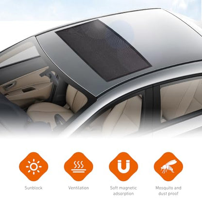 Car Roof Sunroof Sunshade Net, Mesh Breathable Outdoors Car roof Cover, 39.37" x 25.59" Portable Adsorption Protective Mesh, Universal for Most Vehicles (Black)