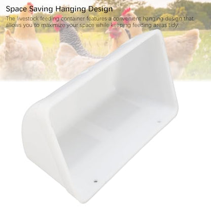 Hanging Fence Feed Trough, Large Capacity Hanging Chicken Feeder Livestock Feeding Container, Poultry Waterer Bucket for Goat, Sheep, Goose (White) - color: White